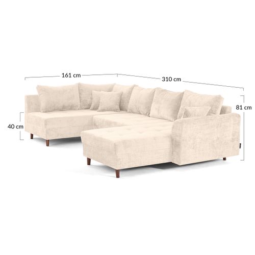 Rune - Canapé Panoramique D'angle Gauche 7 Places En Velours Texturé Vert Sauge