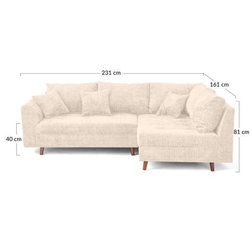 Rune - Canapé D'angle Droit 4 Places En Velours Texturé