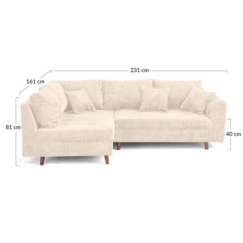 Rune - Canapé D'angle Gauche 4 Places En Velours Texturé