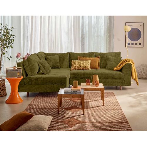 Rune - Canapé D'angle Gauche 4 Places En Velours Texturé