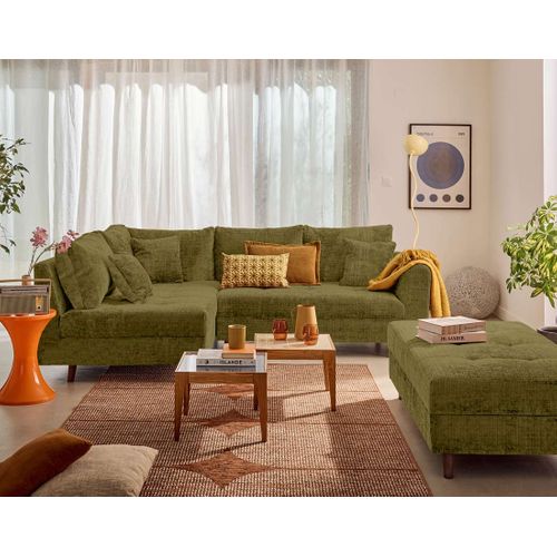 Rune - Canapé D'angle Gauche 4 Places En Velours Texturé