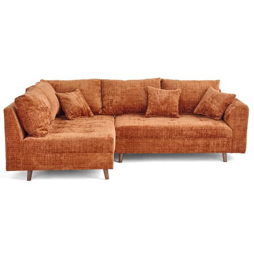 Rune - Canapé D'angle Gauche 4 Places En Velours Texturé