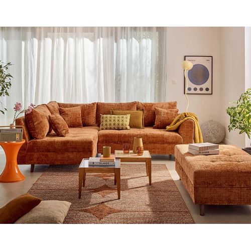 Rune - Canapé D'angle Gauche 4 Places En Velours Texturé