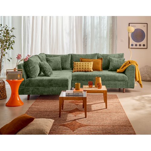 Rune - Canapé D'angle Gauche 4 Places En Velours Texturé