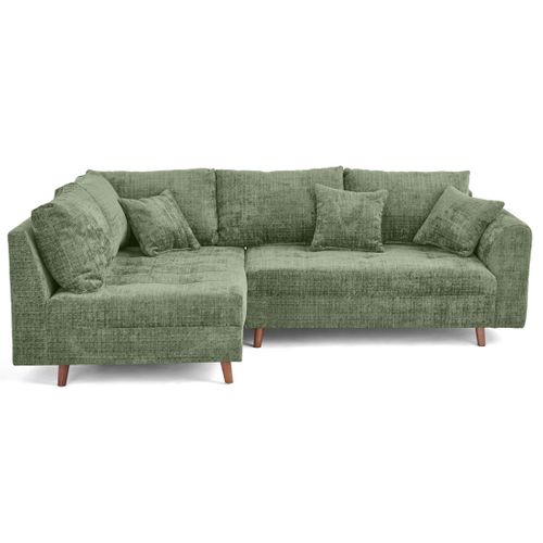 Rune - Canapé D'angle Gauche 4 Places En Velours Texturé