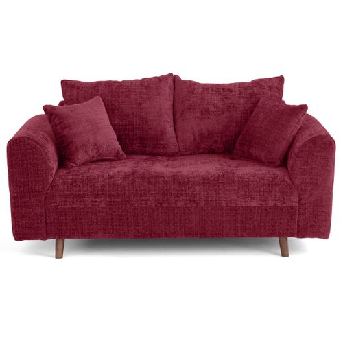 Rune - Canapé Droit 2 Places En Velours Texturé Prune