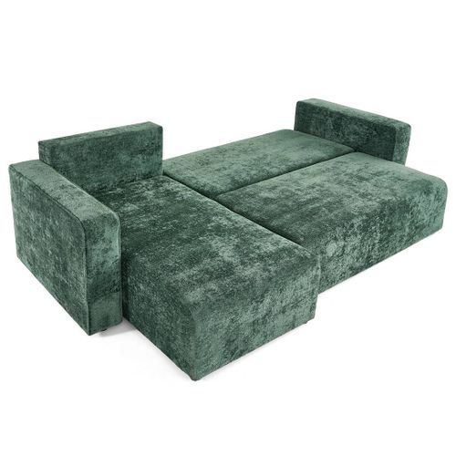 Topaze - Canapé D'angle Réversible 4 Places Convertible Avec Coffre En Velours à Relief Texturé