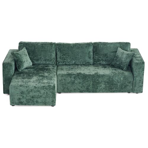 Topaze - Canapé D'angle Réversible 4 Places Convertible Avec Coffre En Velours à Relief Texturé