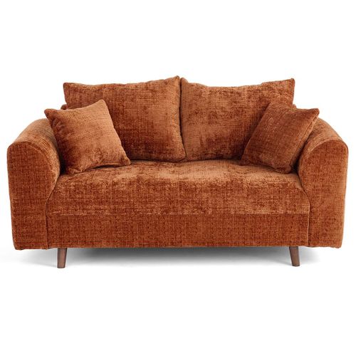 Rune - Canapé Droit 2 Places En Velours Texturé Rouille