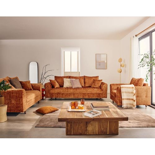 Rune - Fauteuil En Velours Texturé Rouille