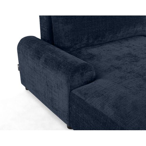 Canapé Angle Gauche Convertible 4 Places Nelly En Velours Texturé Bleu