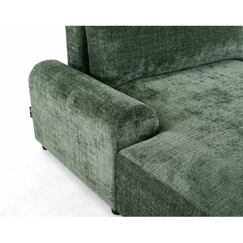 Canapé Angle Gauche Convertible 4 Places Nelly En Velours Texturé Vert