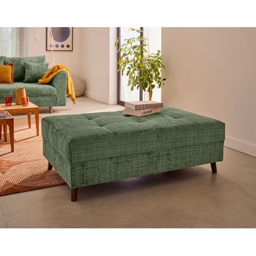 Rune - Pouf En Velours Texturé Vert Sauge