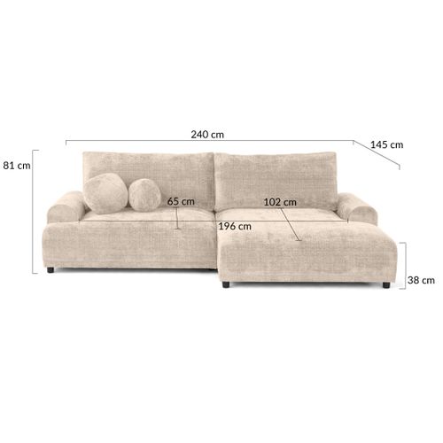 Canapé Angle Droit Convertible 4 Places Nelly En Velours Texturé Vert Olive