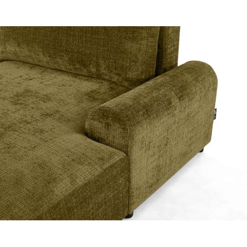 Canapé Angle Droit Convertible 4 Places Nelly En Velours Texturé Vert Olive