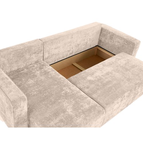 Topaze - Canapé D'angle Réversible 4 Places Convertible Avec Coffre En Velours à Relief Texturé