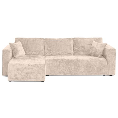 Topaze - Canapé D'angle Réversible 4 Places Convertible Avec Coffre En Velours à Relief Texturé