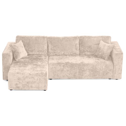 Topaze - Canapé D'angle Réversible 4 Places Convertible Avec Coffre En Velours à Relief Texturé