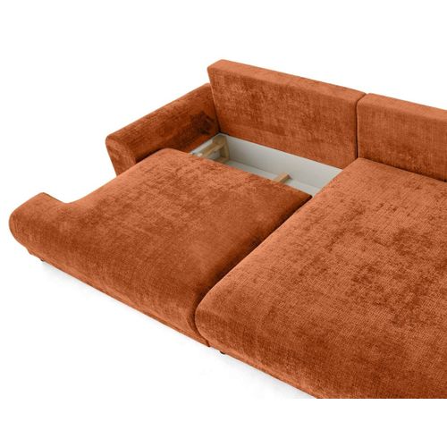 Canapé Angle Droit Convertible 4 Places Nelly En Velours Texturé Rouille