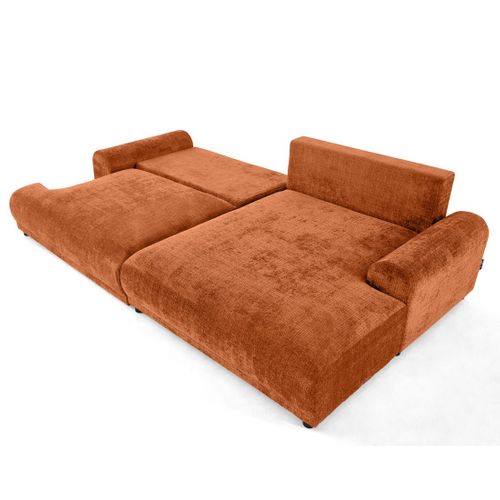 Canapé Angle Droit Convertible 4 Places Nelly En Velours Texturé Rouille