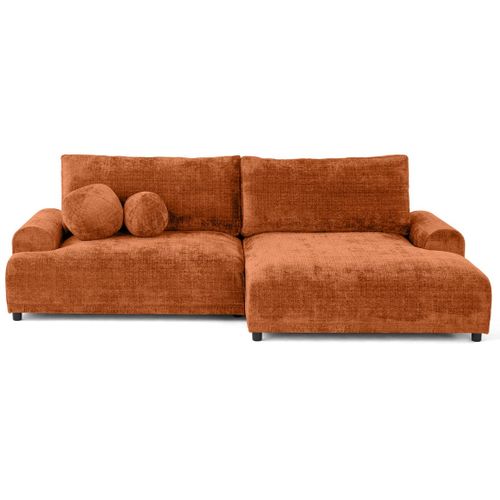 Canapé Angle Droit Convertible 4 Places Nelly En Velours Texturé Rouille