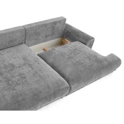 Canapé Angle Gauche Convertible 4 Places Nelly En Velours Texturé Gris