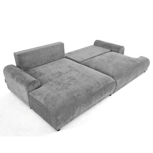 Canapé Angle Gauche Convertible 4 Places Nelly En Velours Texturé Gris