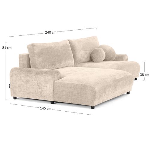 Canapé Angle Gauche Convertible 4 Places Nelly En Velours Texturé Gris