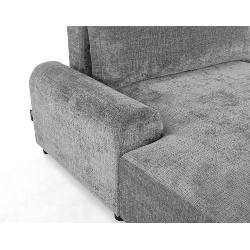 Canapé Angle Gauche Convertible 4 Places Nelly En Velours Texturé Gris