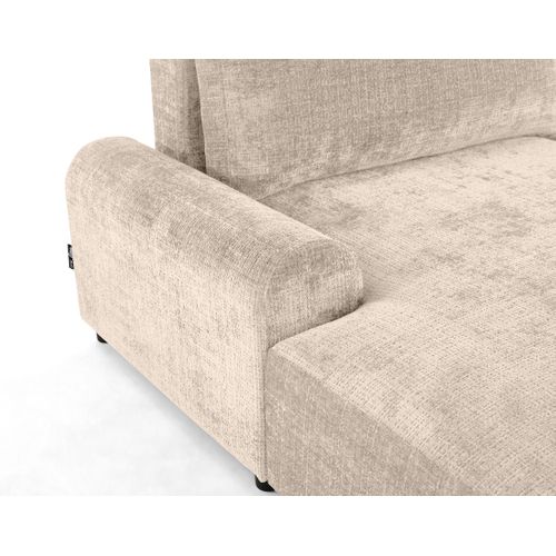 Canapé Angle Gauche Convertible 4 Places Nelly En Velours Texturé Beige