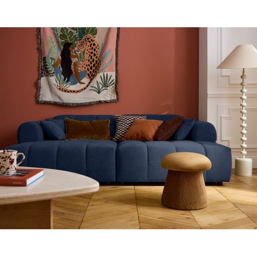 Ray - Canapé Droit 4 Places Avec Double Méridienne - Assise Profonde - En Tissu Texturé