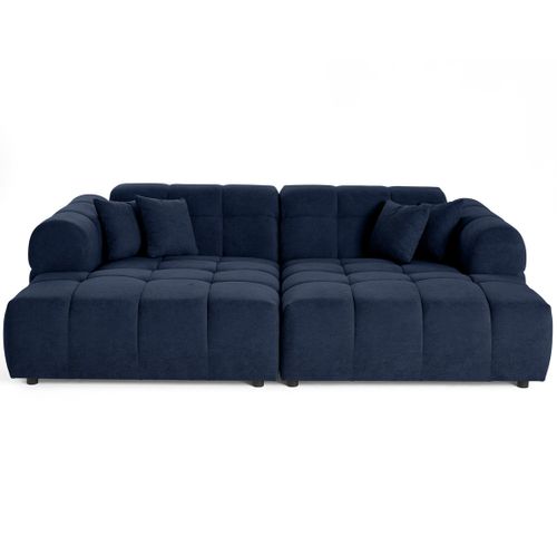 Ray - Canapé Droit 4 Places Avec Double Méridienne - Assise Profonde - En Tissu Texturé