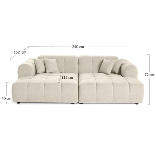 Ray - Canapé Droit 4 Places Avec Double Méridienne - Assise Profonde - En Tissu Texturé