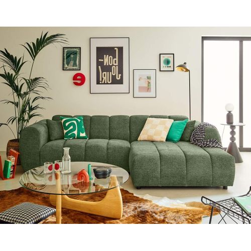 Curtis - Canapé D'angle Droit 4 Places En Tissu Texturé