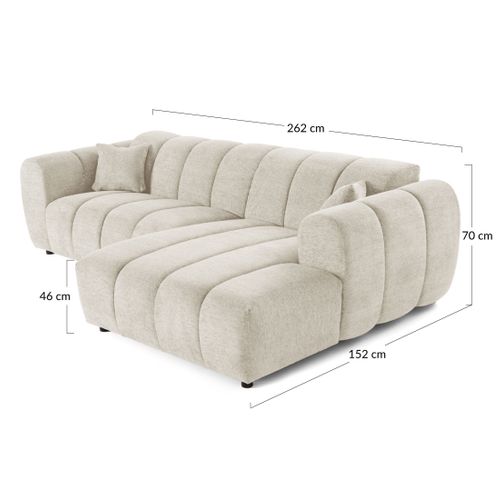 Curtis - Canapé D'angle Droit 4 Places En Tissu Texturé