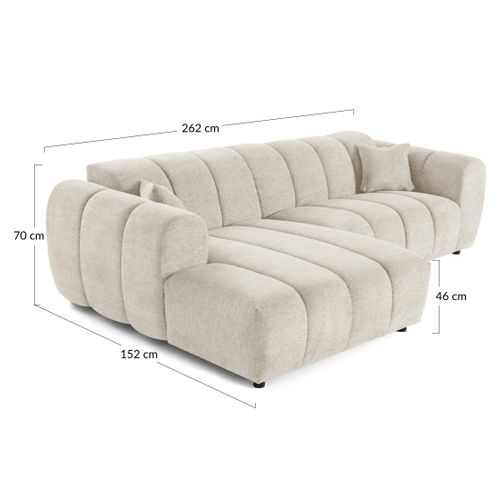 Curtis - Canapé D'angle Gauche 4 Places En Tissu Texturé