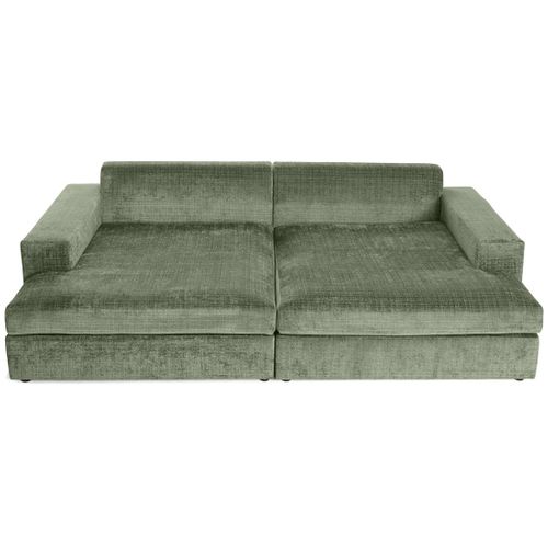 Collins - Canapé Droit 4 Places Avec Double Méridienne - Assise Profonde - En Velours Texturé