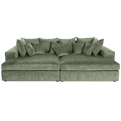 Collins - Canapé Droit 4 Places Avec Double Méridienne - Assise Profonde - En Velours Texturé