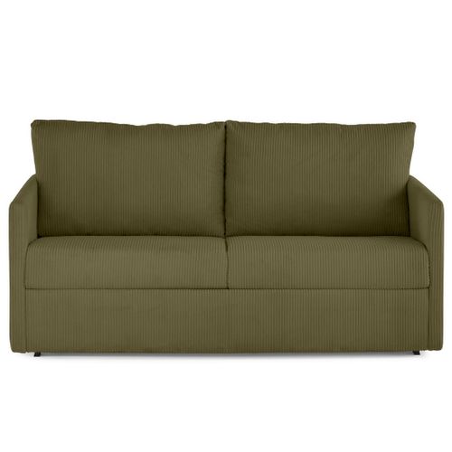 Canapé Droit Convertible 3 Places Ottawa En Velours Côtelé Vert
