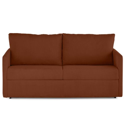 Canapé Droit Convertible 3 Places Ottawa En Velours Côtelé Terracotta
