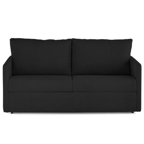 Canapé Droit Convertible 3 Places Ottawa En Velours Côtelé Noir
