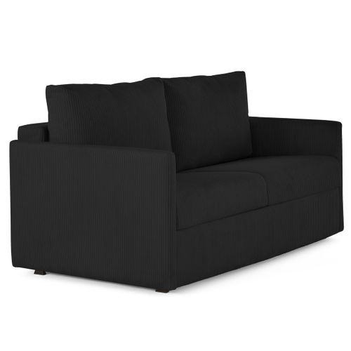 Canapé Droit Convertible 3 Places Ottawa En Velours Côtelé Noir