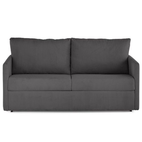 Canapé Droit Convertible 3 Places Ottawa En Velours Côtelé Gris Foncé