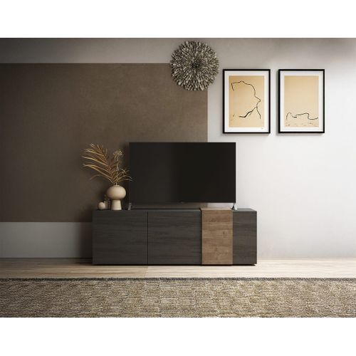 Leon - Meuble TV - 3 Portes - 181 Cm Gris / Bois