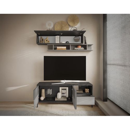 Jules - Meuble TV - 2 Portes Et 1 Tiroir - 156 Cm Gris