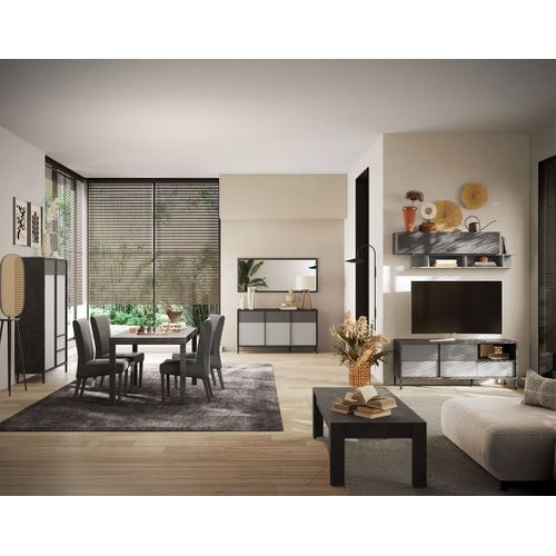 Jules - Meuble TV - 2 Portes Et 1 Tiroir - 156 Cm Gris