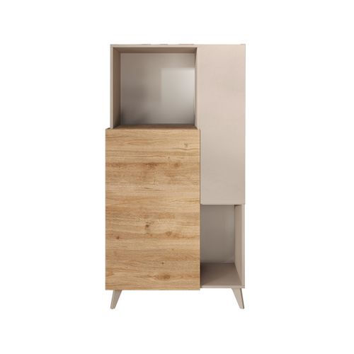 Estelle - Buffet Haut - 2 Portes - 81x154 Cm Blanc / Beige