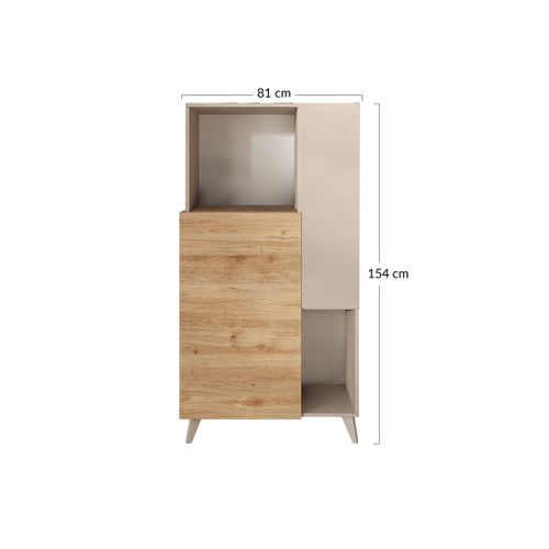 Estelle - Buffet Haut - 2 Portes - 81x154 Cm Blanc / Beige