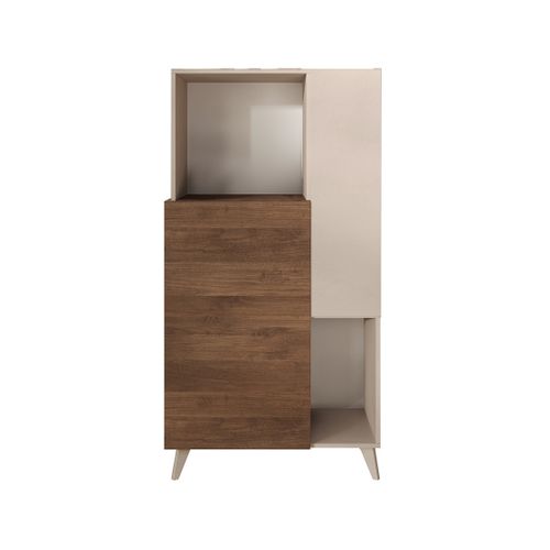Estelle - Buffet Haut - 2 Portes - 81x154 Cm Marron / Blanc