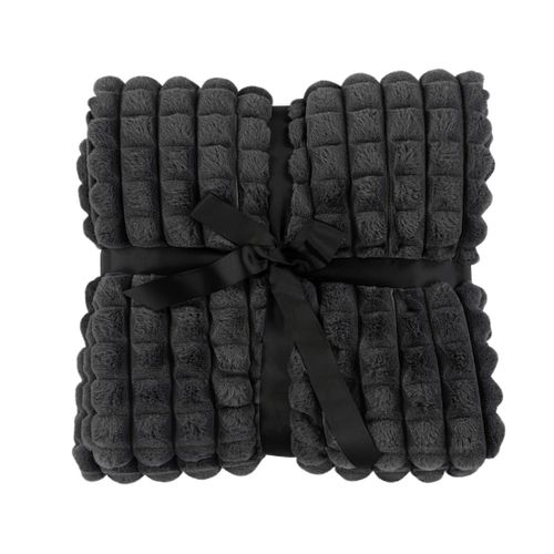 Sweety - Plaid - 150x200 Cm - En Velours Gris Anthracite